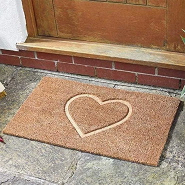 Coir Heart Door Mat Large Heavy Duty Natural Indoor Outdoor Entrance Home Love