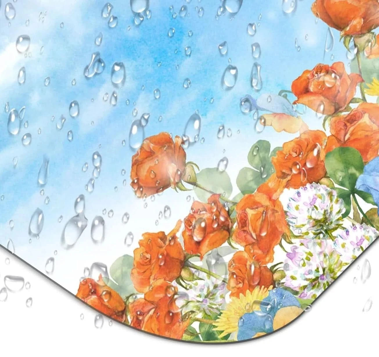 Elegant Mini Mouse Pad 6x7 inches with Non-Slip Base - Blue Floral Design
