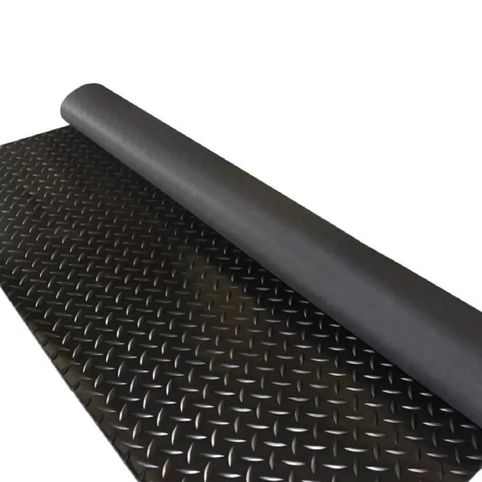 3MM Checker Rubber Flooring Matting Heavy Duty Black Mat Garage Large Diamond 5m