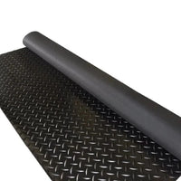 3MM Checker Rubber Flooring Matting Heavy Duty Black Mat Garage Large Diamond 5m