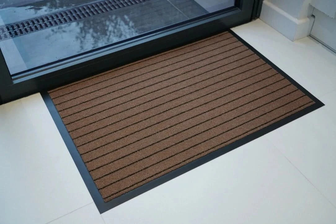 Non Slip Heavy Duty Rubber Edged PVC Striped Design Coloured Door Entrance Mats