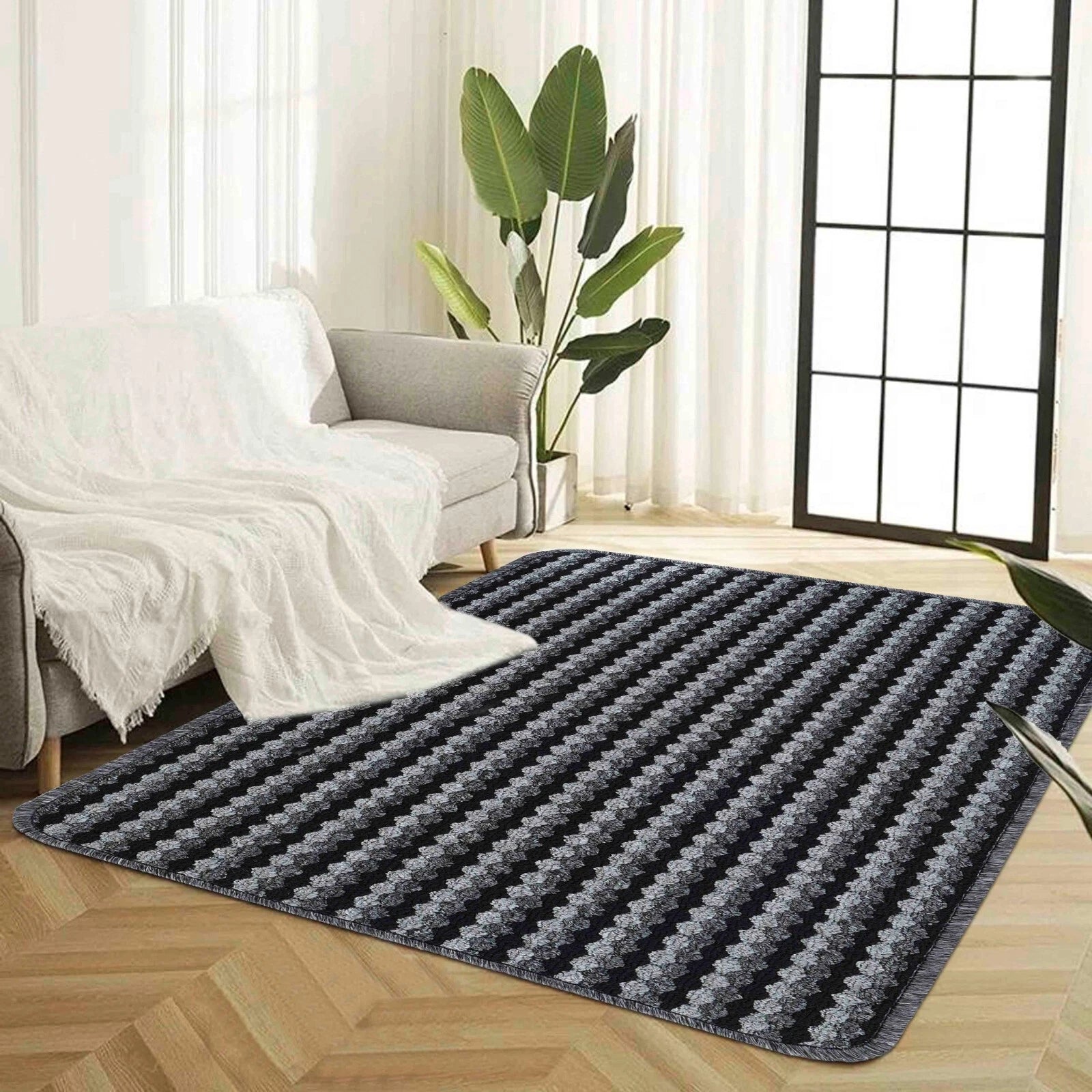 Door Mats Washable Hallway Runners Rugs Indoor Non Slip Stripe Kitchen, Corridor