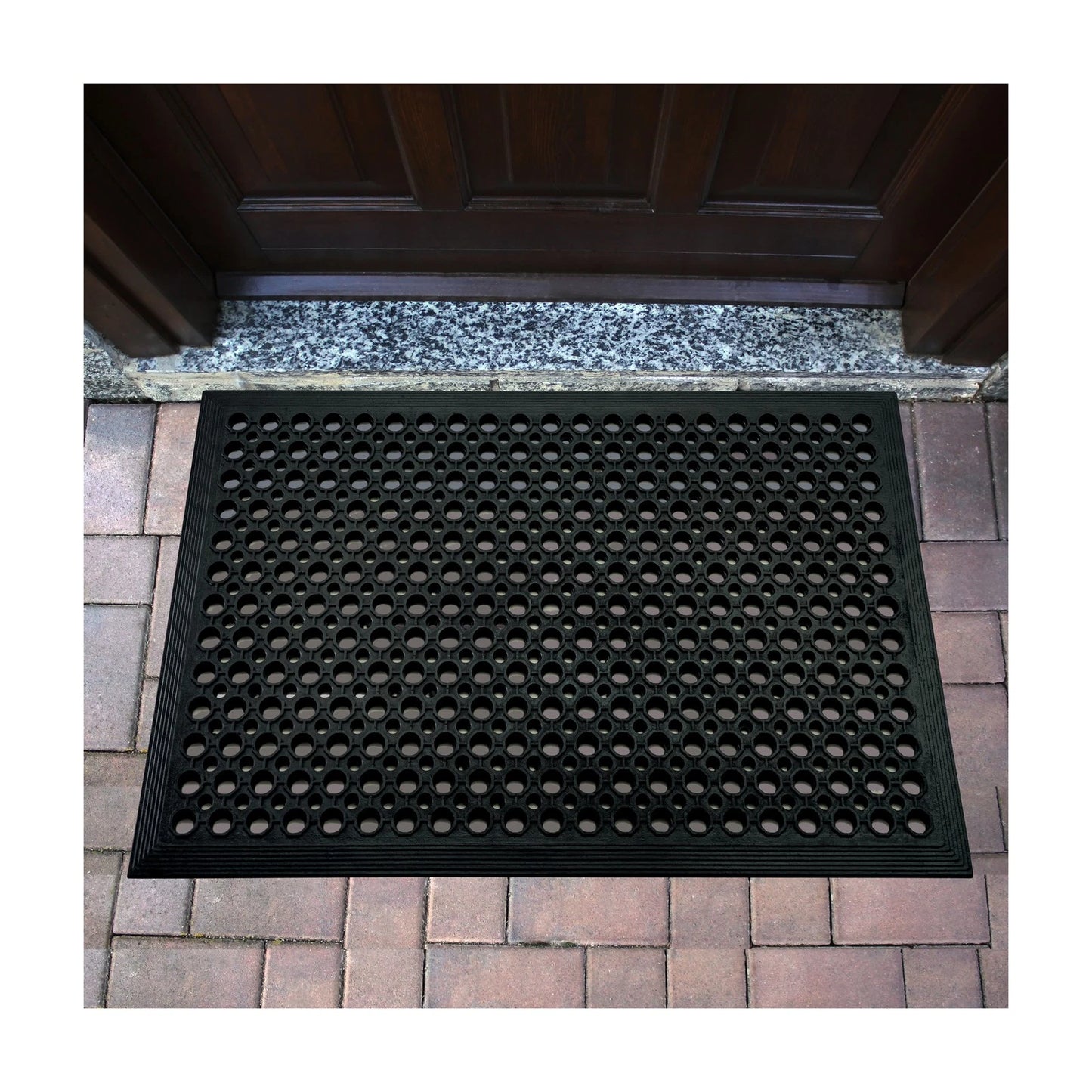 Outdoor Entrance Mat Black 90x150cm 14mm 100% Recycled Rubber Scraper Heavy Duty