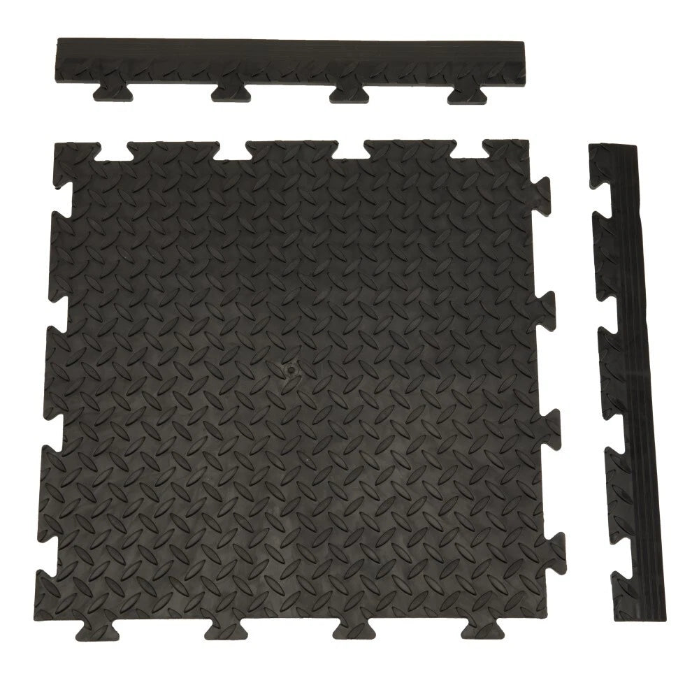 Interlocking Garage Flooring Tiles Heavy Duty 12mm Thick Workshop Floor PVC Gym