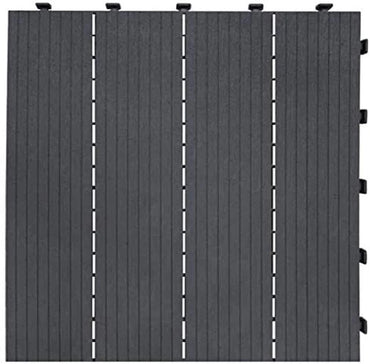 Garden Interlocking Decking Tile - Recycled Rubber Grey Decktile, 45 x 45cm