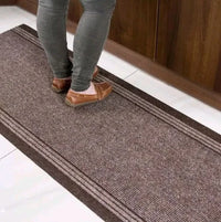 Carpet Runner Mat Heavy Duty Non Slip Rubber Back Durable - Brown - 127cm x 68cm