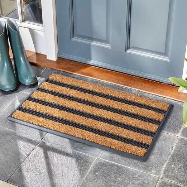 Natural Coir Door Mat Rubber Mud Muck Shoe Scraper Heavy Duty Dirt Remover