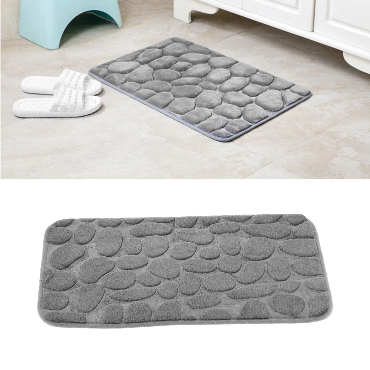 Flannel Doormat Cobble Shaped Carpet Soft Absorbent Mat Nonslip Mat Bathroom Rug