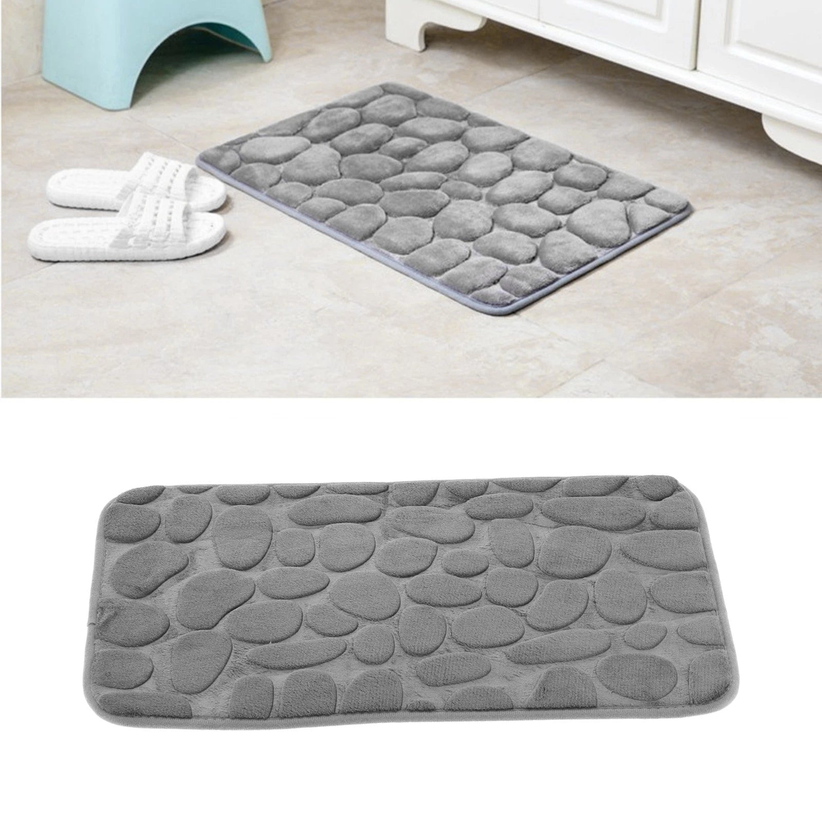 Flannel Doormat Cobble Shaped Carpet Soft Absorbent Mat Nonslip Mat Bathroom Rug