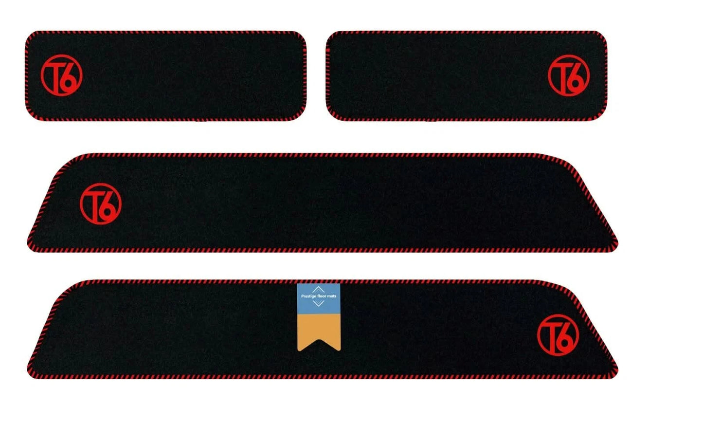 Fits VW Transporter T6 Carpet Step Mat Set Twin Sliding Door with Red T6 Logo