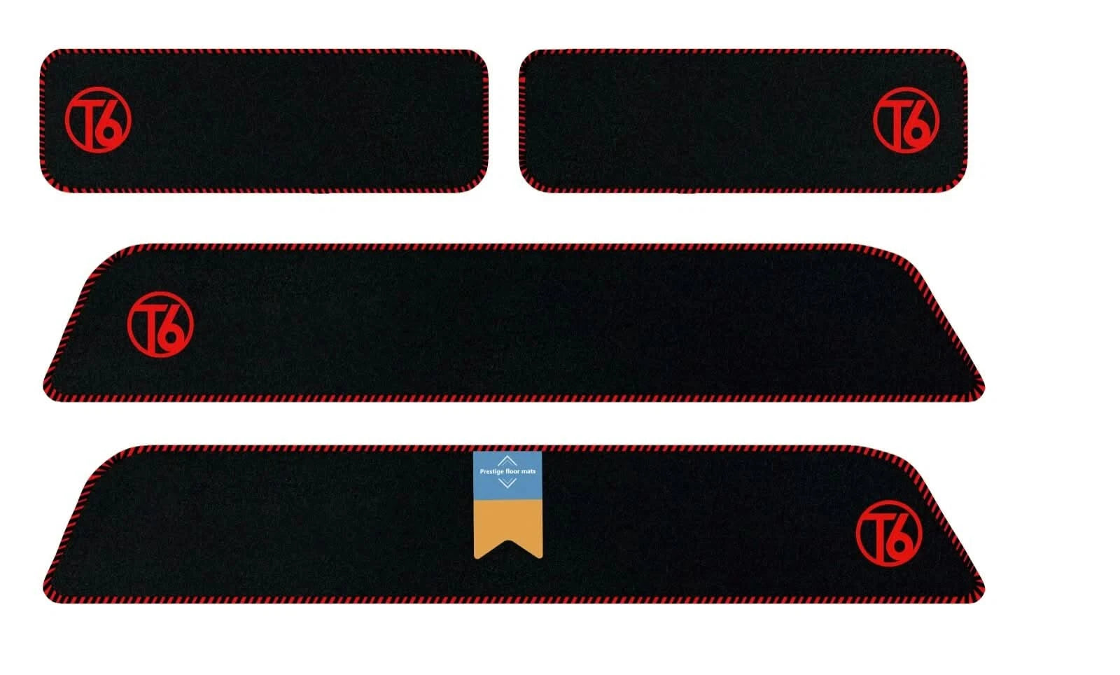 Fits VW Transporter T6 Carpet Step Mat Set Twin Sliding Door with Red T6 Logo