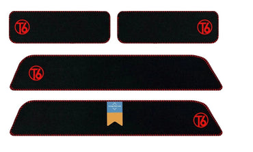 Fits VW Transporter T6 Carpet Step Mat Set Twin Sliding Door with Red T6 Logo