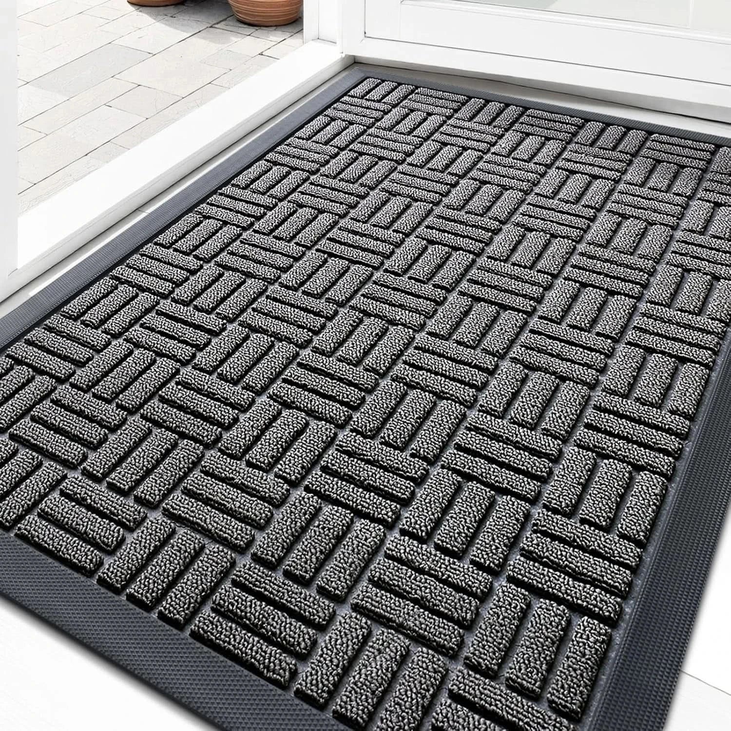 Heavy Duty Front Door Mat 29x17 Non Slip Rubber Doormat Indoor Outdoor Entry