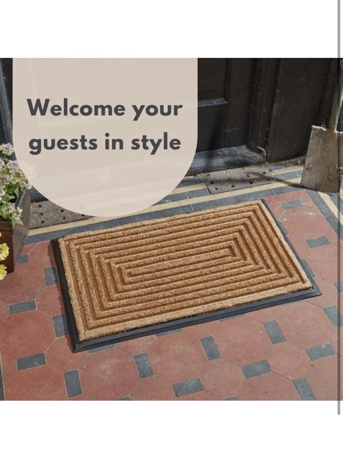 Heavy Duty Coir Mat Natural Insert Rubber Frame Door Mat Indoor Outdoor Novelty