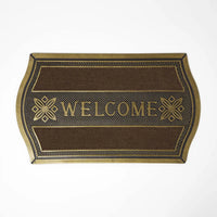 Gold ‘Welcome’ Rubber Door Mat, Non-Slip, Waterproof, Indoor/Outdoor 75x45cm