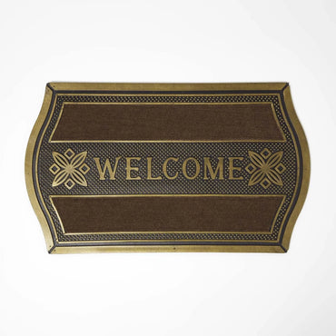 Gold ‘Welcome’ Rubber Door Mat, Non-Slip, Waterproof, Indoor/Outdoor 75x45cm