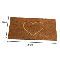 Coir Heart Door Mat Large Heavy Duty Natural Indoor Outdoor Entrance Home Love
