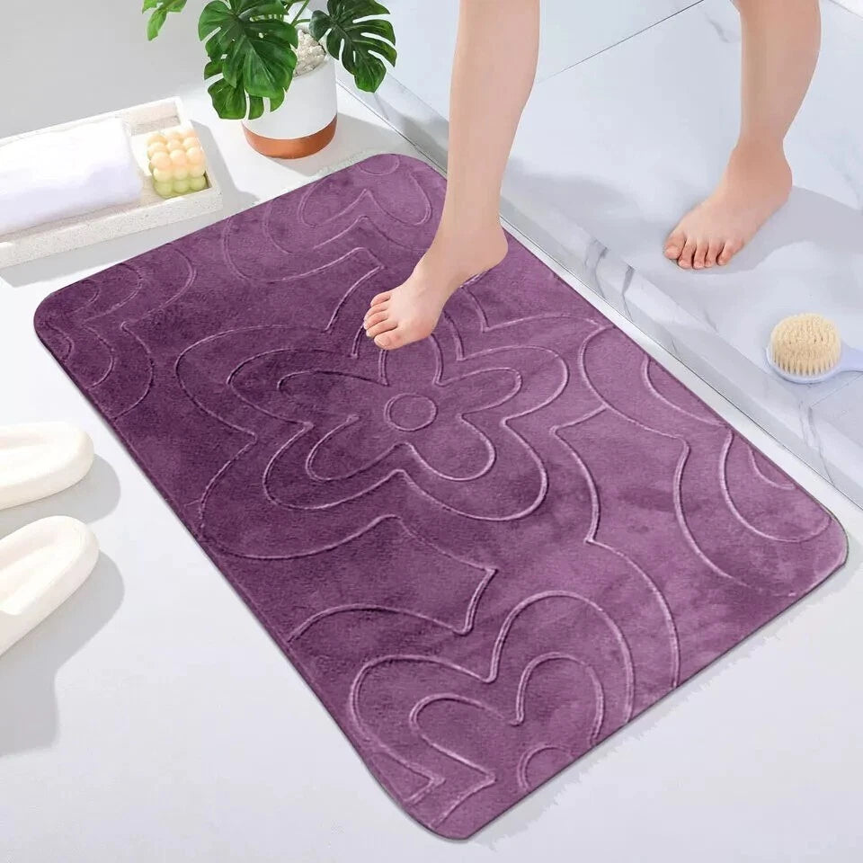 Bath Memory Foam Velvet Non Slip Bathroom Water Absorbent Toilet Pedestal Mat
