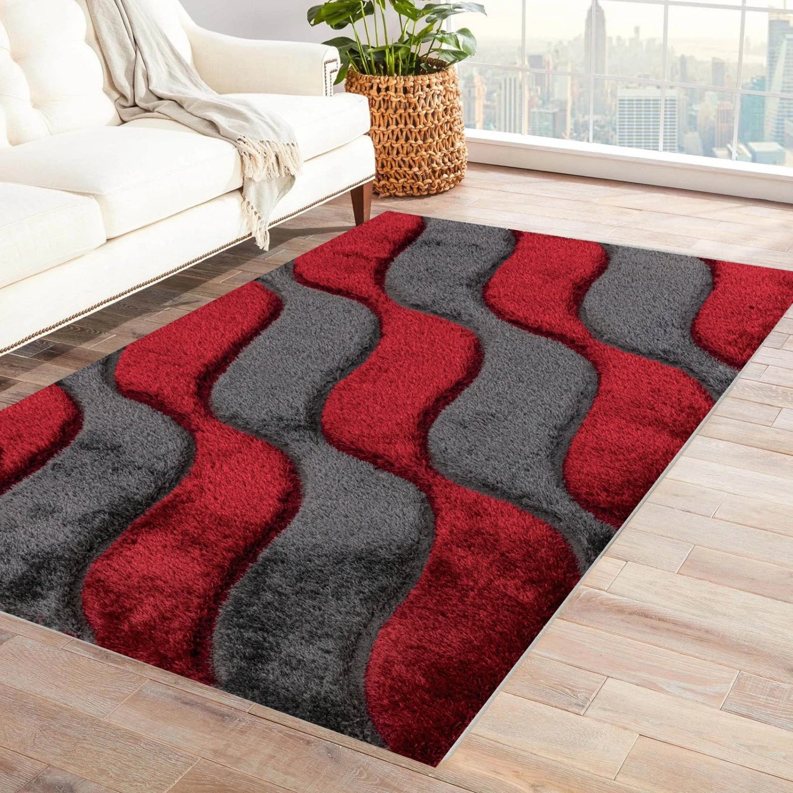 Fluffy Rugs Large Shaggy Rug Living Room Bedroom Anti-Slip Soft Carpet Floor Mat