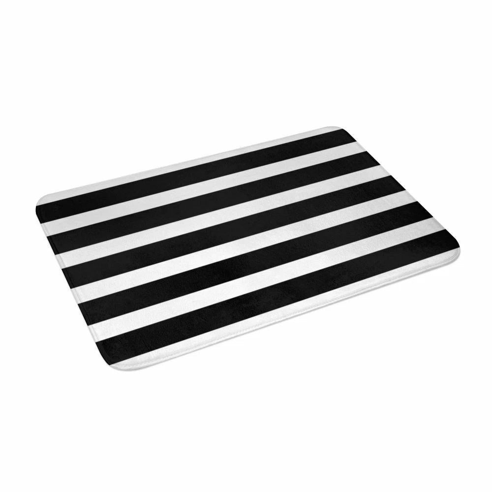 Thick Black And White Striped Doormat Carpet Mat Rug Floor Decor Bath Bathroom