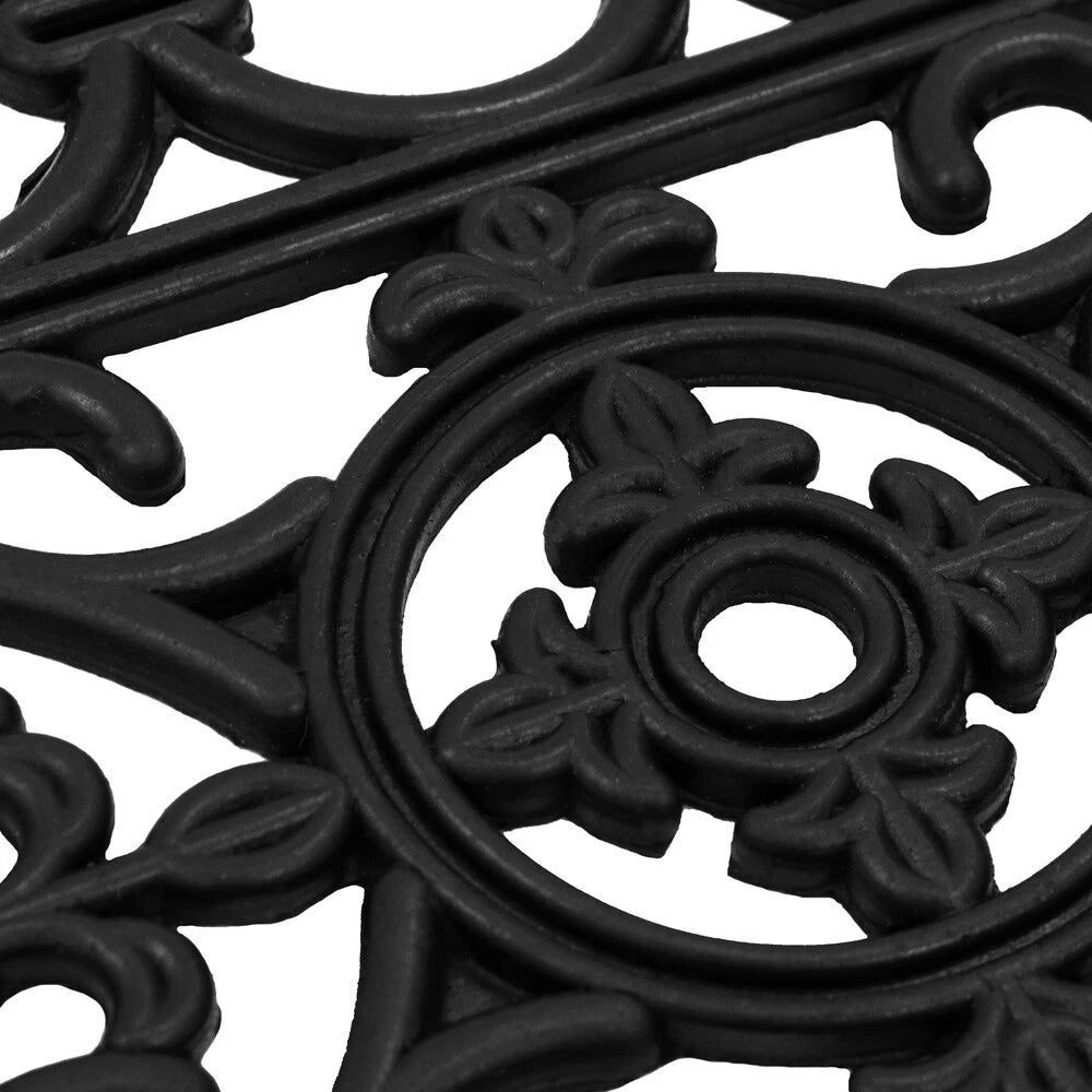 JVL Lexi Rubber Entrance Wrought Iron Effect Foyer Doormat Patio Mat Step Mat