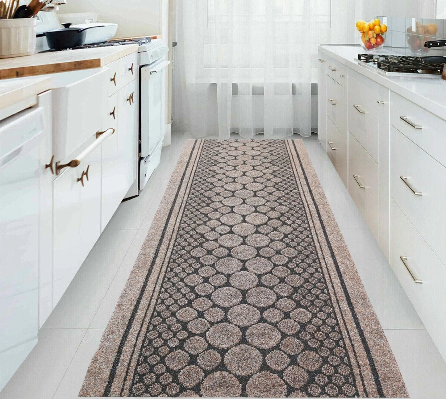 Beige Rugs Non-Slip Long Hall Runners Rubber Backed Brown Heavy Duty Small Mats