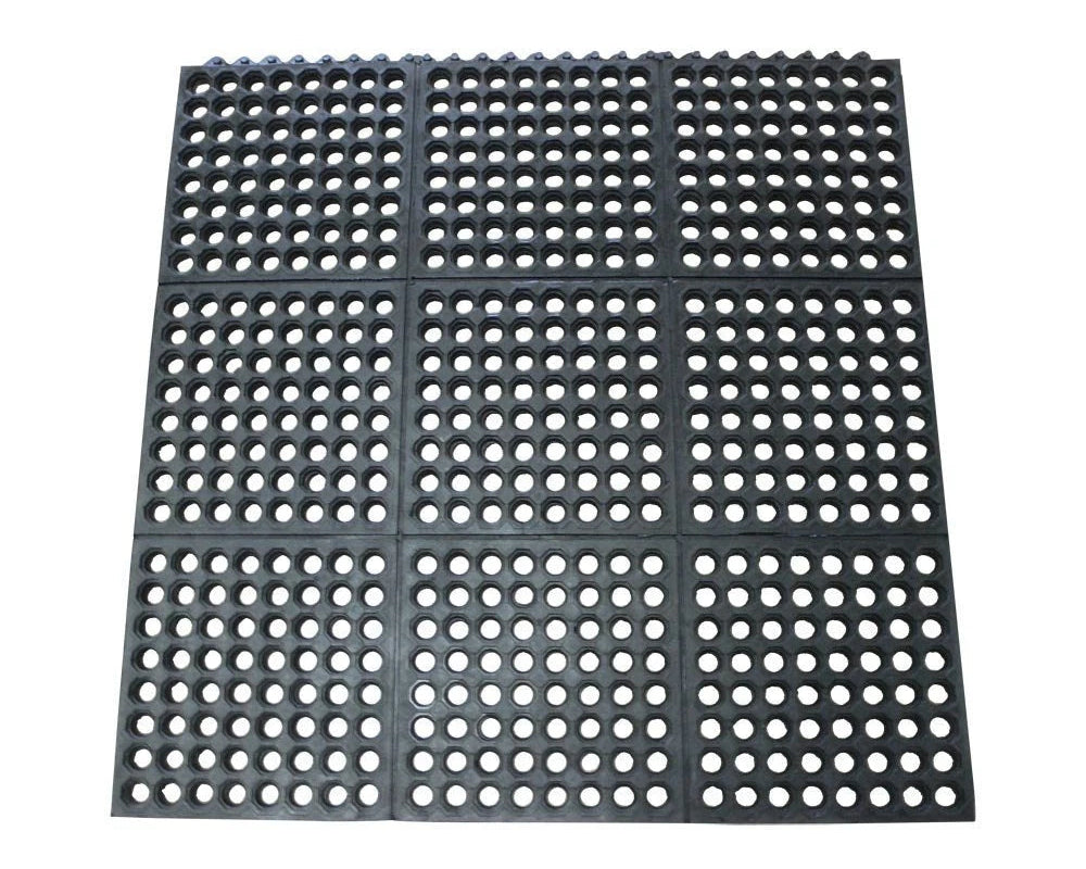 Interlocking Rubber Safety Mat Wet Holes Restaurant Bar Tack Room Garage