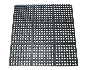 Interlocking Rubber Safety Mat Wet Holes Restaurant Bar Tack Room Garage