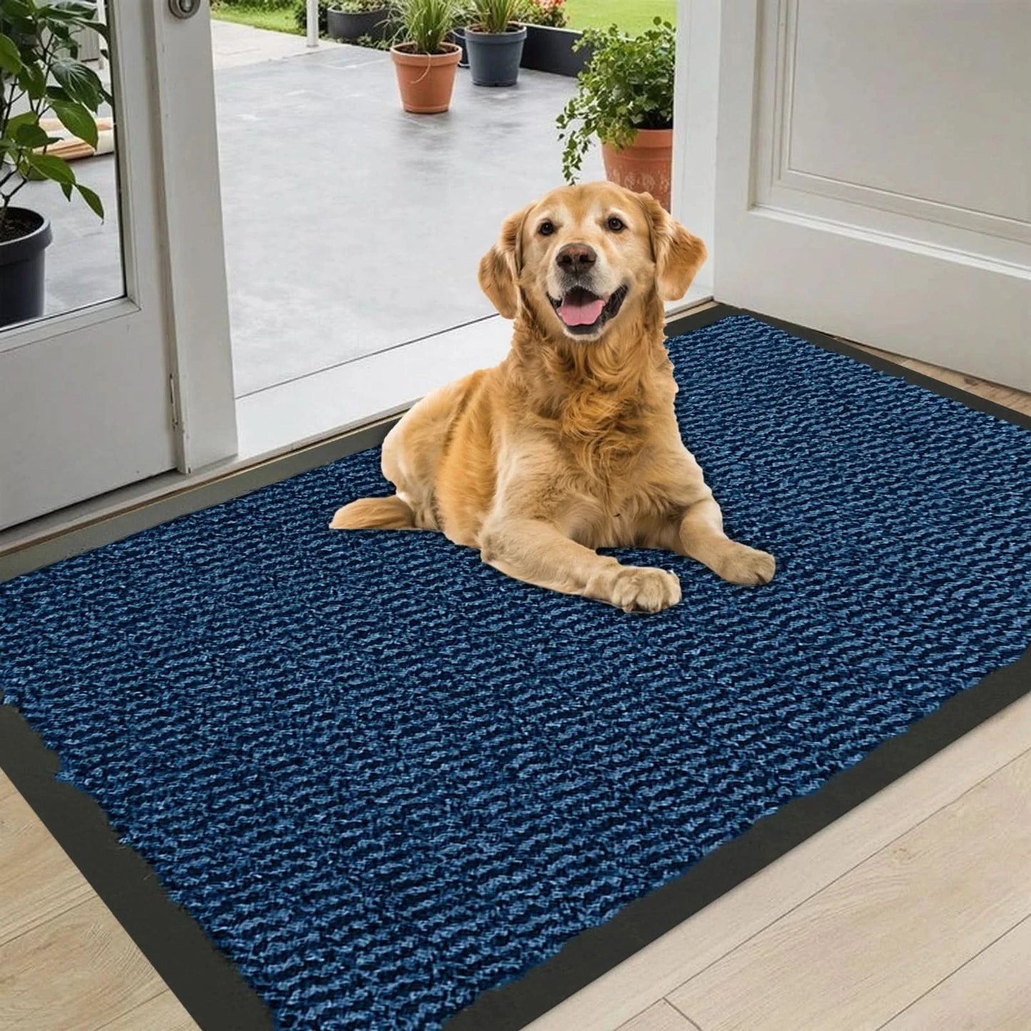 Blue Door Mat Heavy Duty Rubber Edge Entrance Barrier Hard Wearing Dust Rug