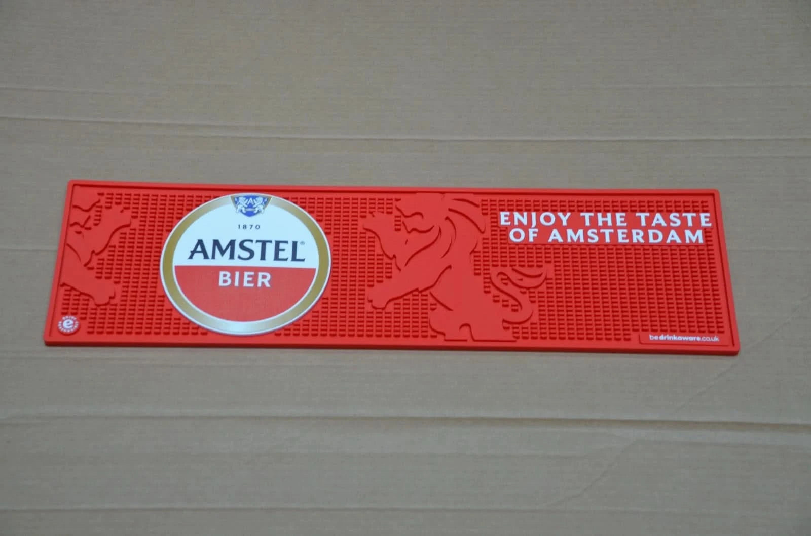 Amstel Bier Red Bar Runner Beer Drip Rubber Mat Wetstop New 56 x 16 x 0.8 cm