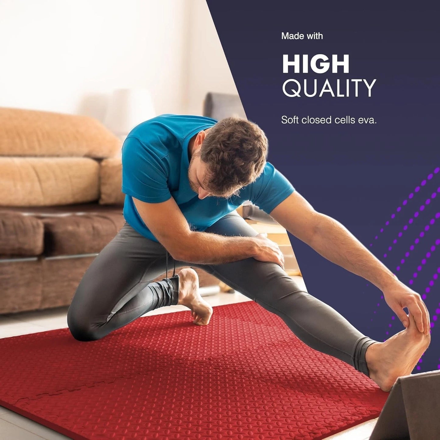 36 Gym YOGA Floor Nonslip Mats red, Interlocking, EVA Foam Exercise Floor