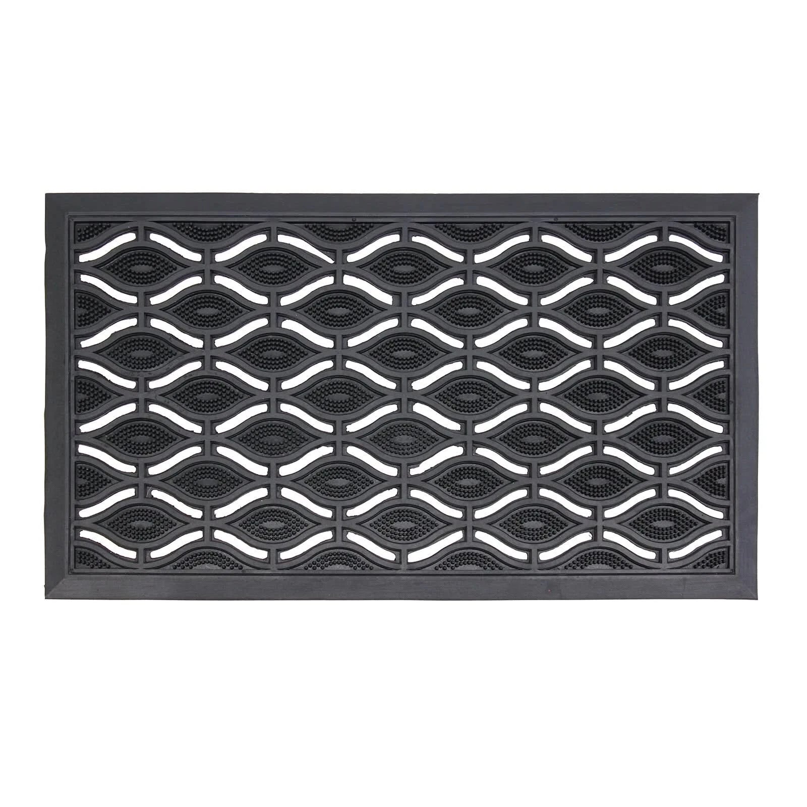 Rubber Door Mats Eye & Circle Design Dirt Scrapper Heavy Duty Non-Slip 40 X 70cm