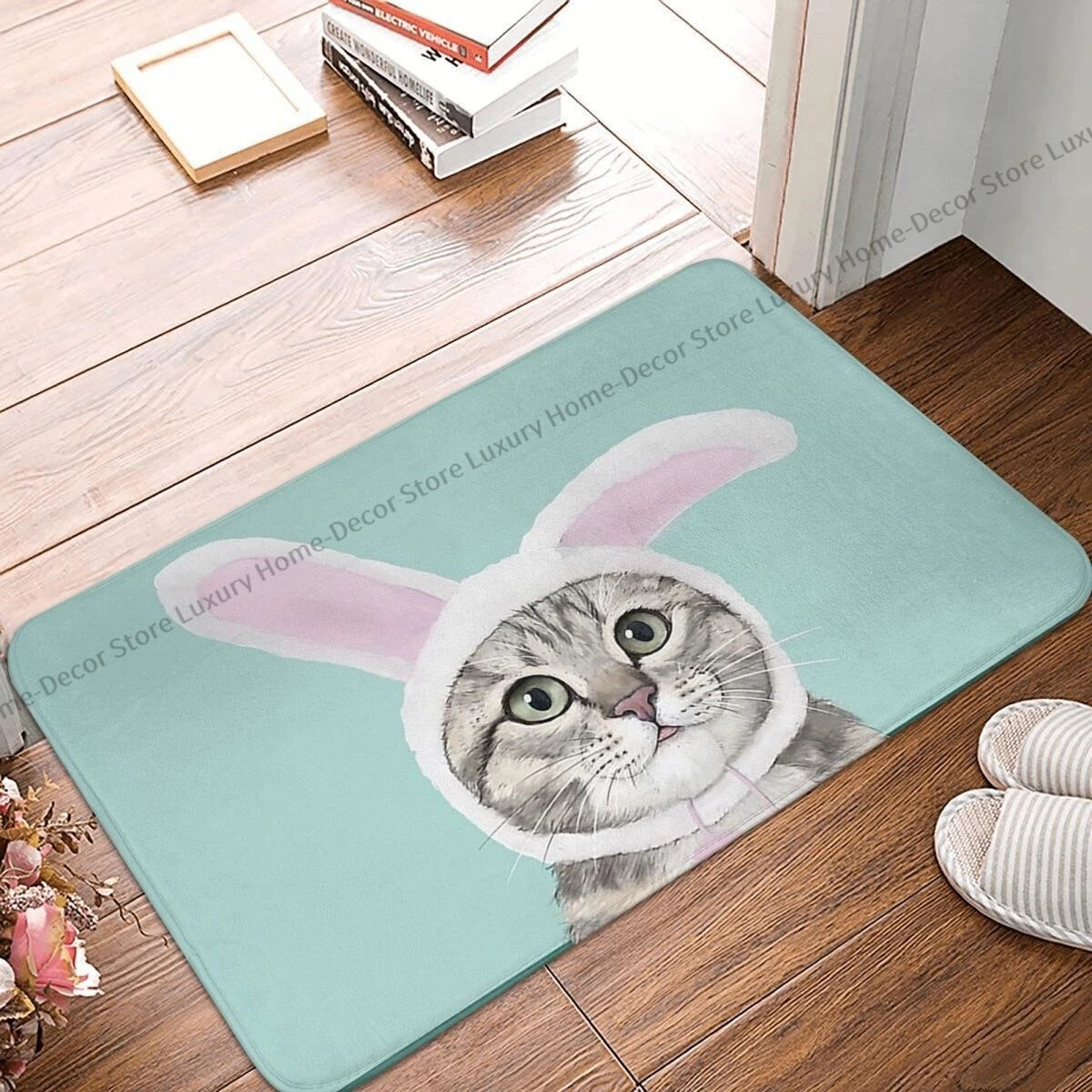 Doormat Bath Mat Floating Cat Bunny Balcony Carpet Entrance Door Rug Home