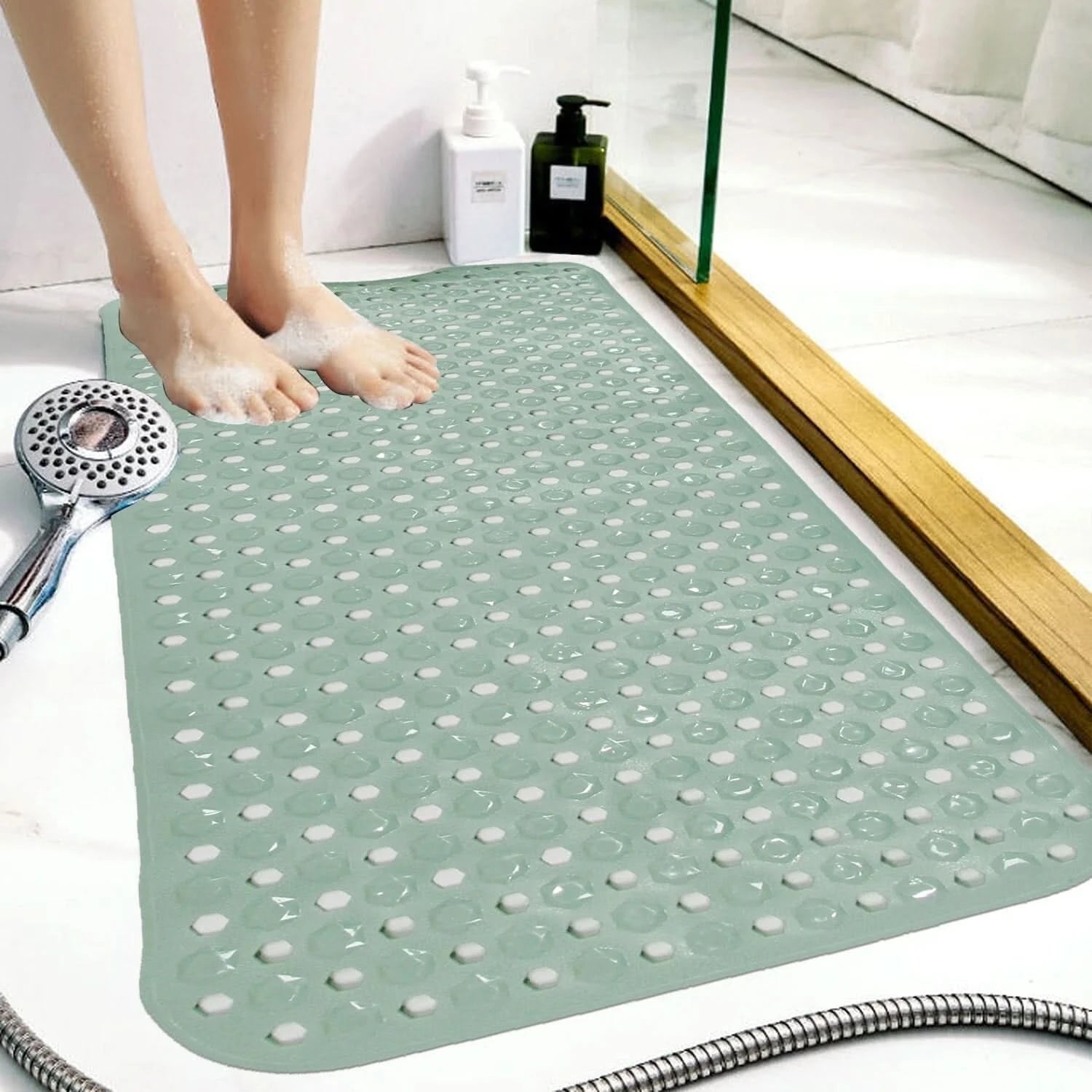 Anti-Mold Rubber Bath Mat Non Slip Bathtub Strong Suction Extra Large Shower Mat