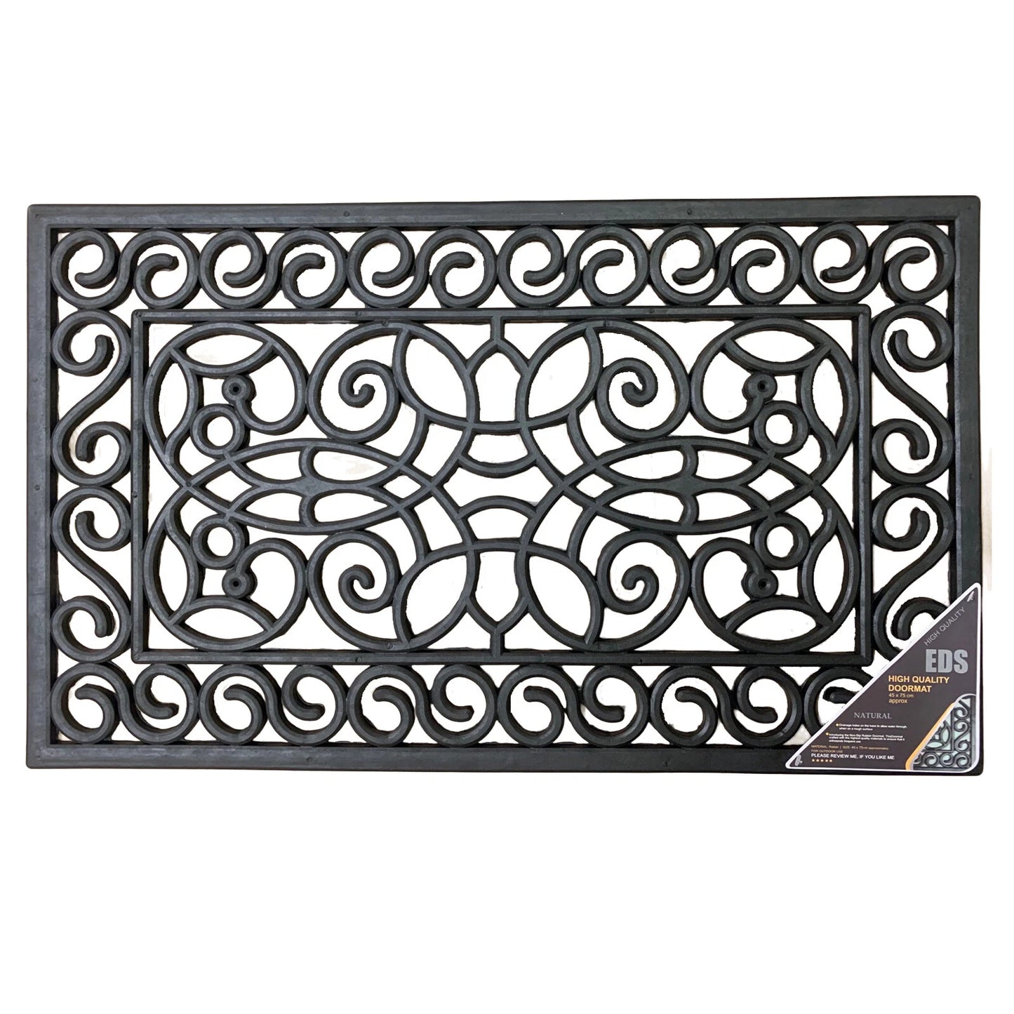 Decorative Rubber Door Mat Outdoor Indoor Heavy Duty Entrance Floor Mat 45x75cm