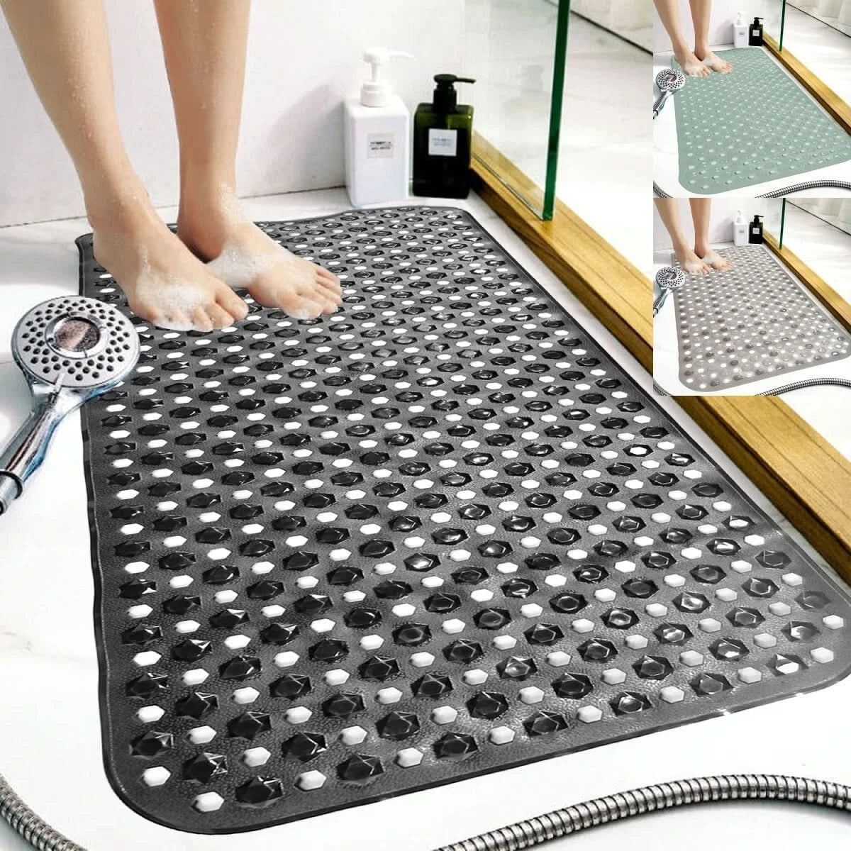 Anti-Mold Rubber Bath Mat Non Slip Bathtub Strong Suction Extra Large Shower Mat