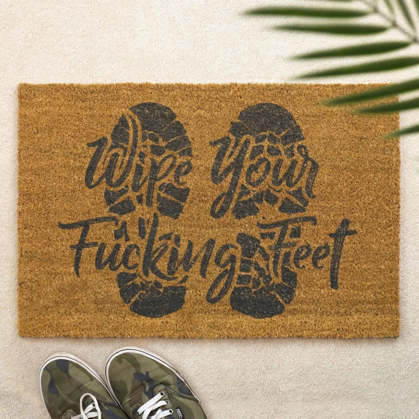 Wipe Your F***ing Feet Doormat Funny Rude Welcome Door Mat Cheeky Quote