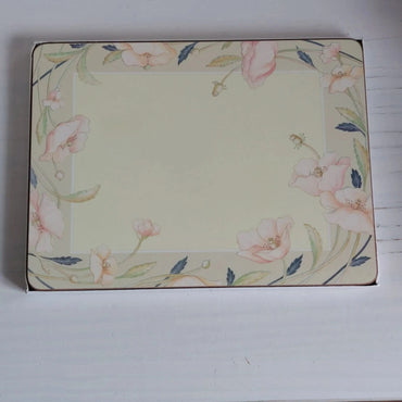 Pimpernel Place Mats X4 Nouveau Taupe Design Imperfect Rectangle Floral Poppy
