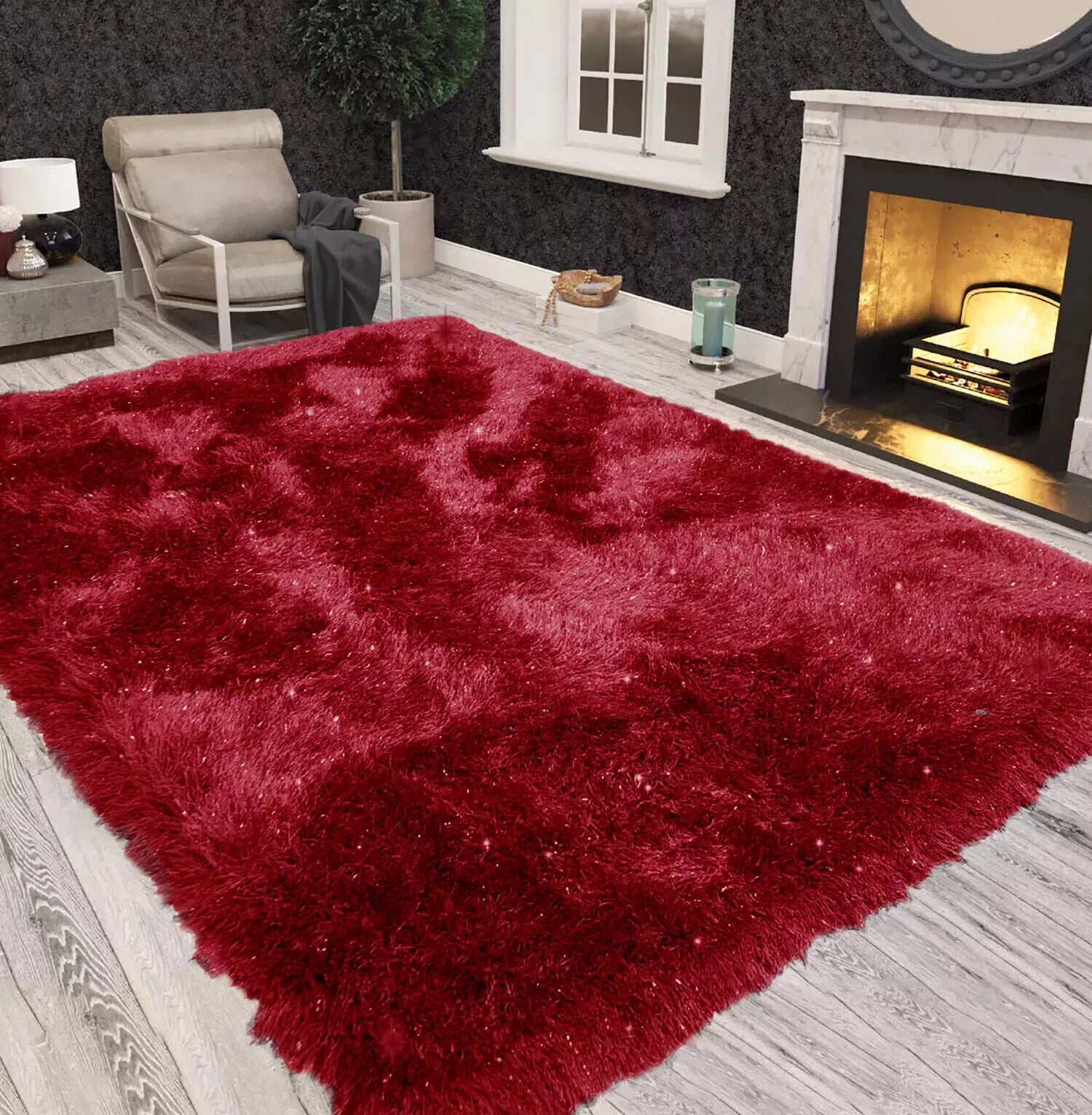 New Fluffy Rugs Large Shaggy Rug Living Room Bedroom Anti-Slip Carpet Floor Mat*