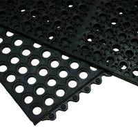 Non Slip Rubber Bar Floor Mat Safety Tile 90m x 90cm 3' x 3' Anti Fatigue Black