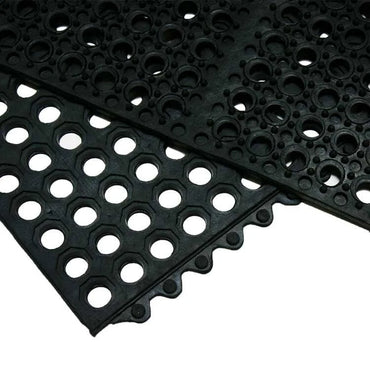 Non Slip Rubber Bar Floor Mat Safety Tile 90m x 90cm 3' x 3' Anti Fatigue Black