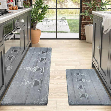 Alishomtll Kitchen Mats Non Slip Waterproof, Pieces 44x75+44x150cm, Coffee-2