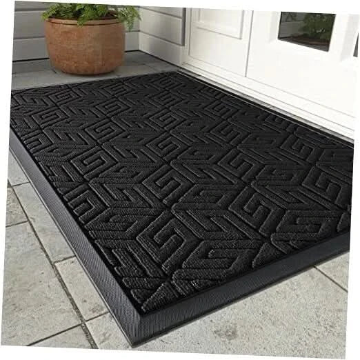 Front Door Mat Outside Entrance, 36x24, Waterproof All-Season 36x24 Inch Black