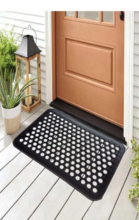 NonSlip Rubber Door Mat Wrought Iron Effect Waterproof Indoor Outdoor Heavy Duty