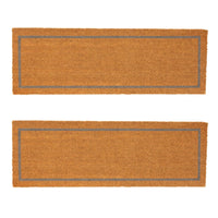 2x Coir Double Door Mats Indoor Outdoor Welcome Mats 120 x 40cm Grey Inset
