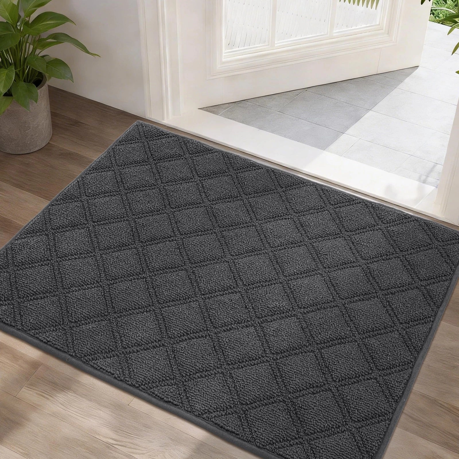 BEQHAUSE Dirt Trapper Door Mat 24" x 36", Non-Slip Washable Doormats Welcome ...