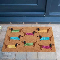 Heavy Duty Door Mat Indoor Outdoor Large Natural Coir Sausage Dog Entrance Rug