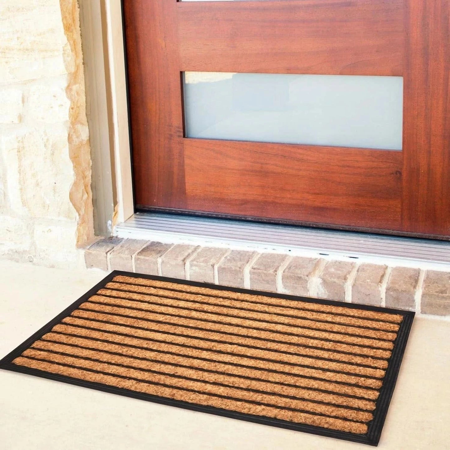 Natural Coir Door Mat Heavy Duty Entrance Dirt Trapper Non Slip PVC Back 60x90cm