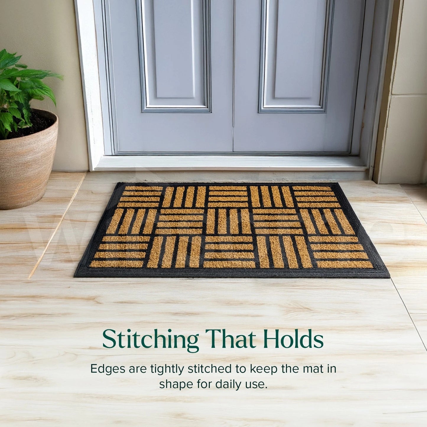 Non Slip Door Mat Natural Coir Front Entrance Rug Heavy Duty Large 60 x 40cm