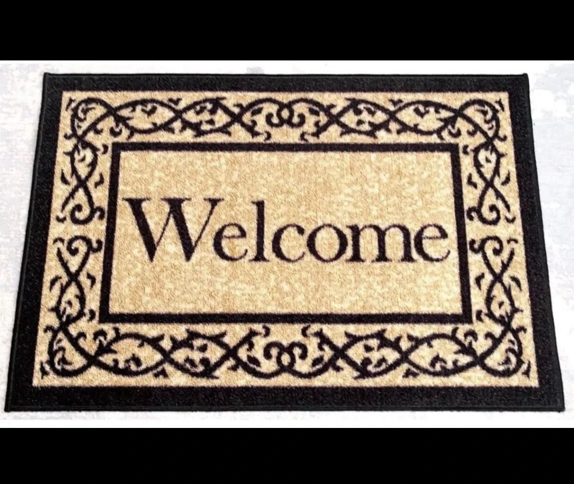Ottomanson Rubber Back Doormat Collection, Floral Bordered Design,welcome51x76cm